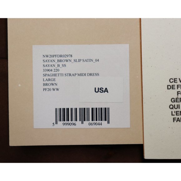 NWT Nanushka Dress Sayan Satin Spaghetti Strap Belted Wrap Tie Midi Slip Brown L - Picture 6 of 11